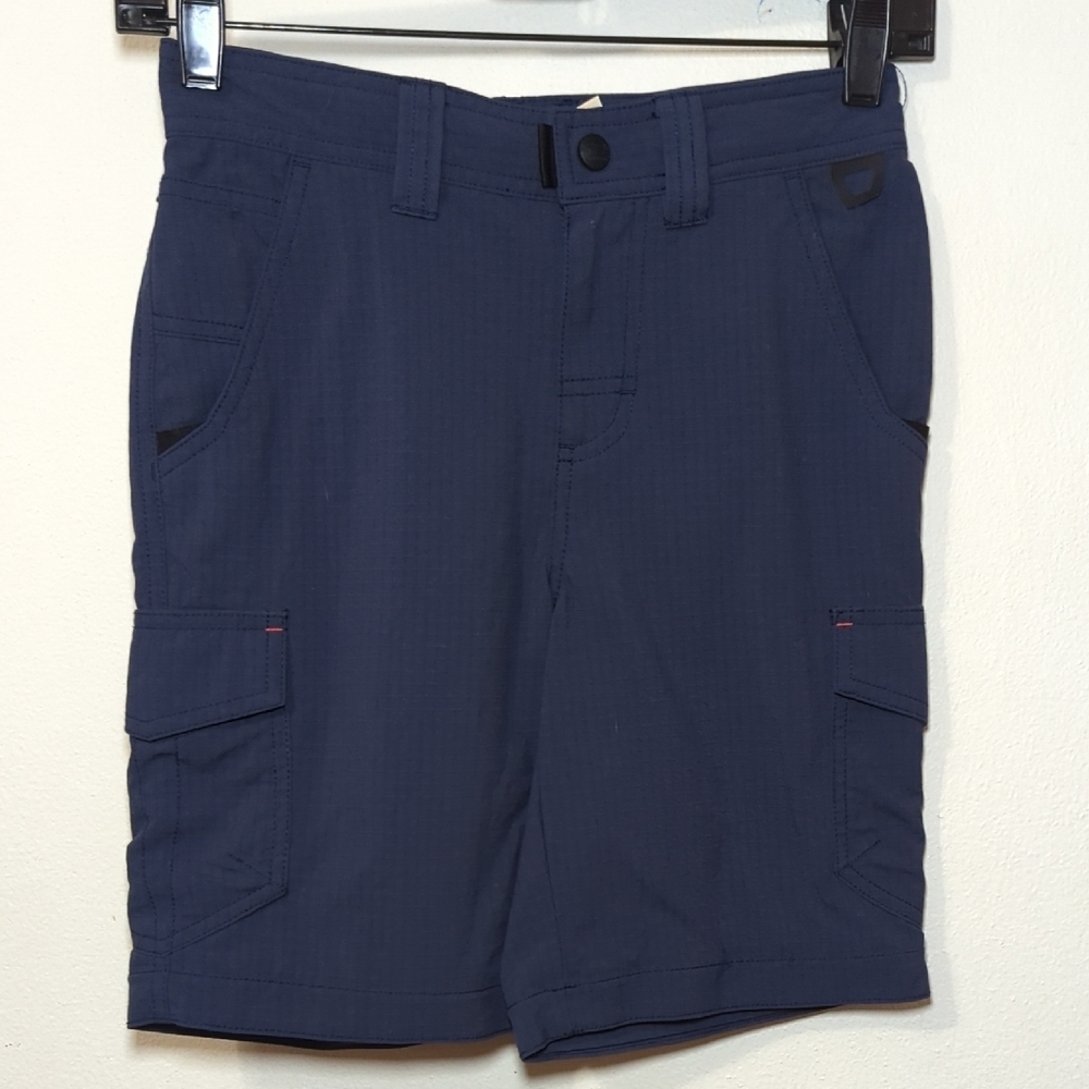 LL Bean Navy Blue Nylon Cargo Shorts Adjustable Waist 7" inseam Boys Size 10